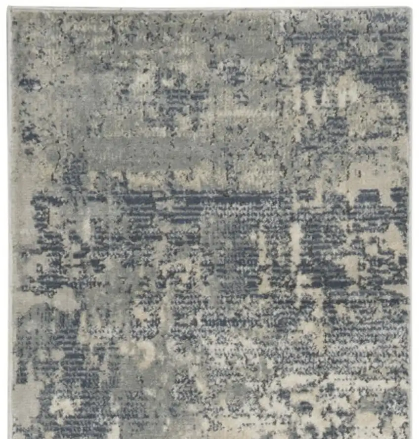 10' Beige And Gray Abstract Runner Rug Photo 3