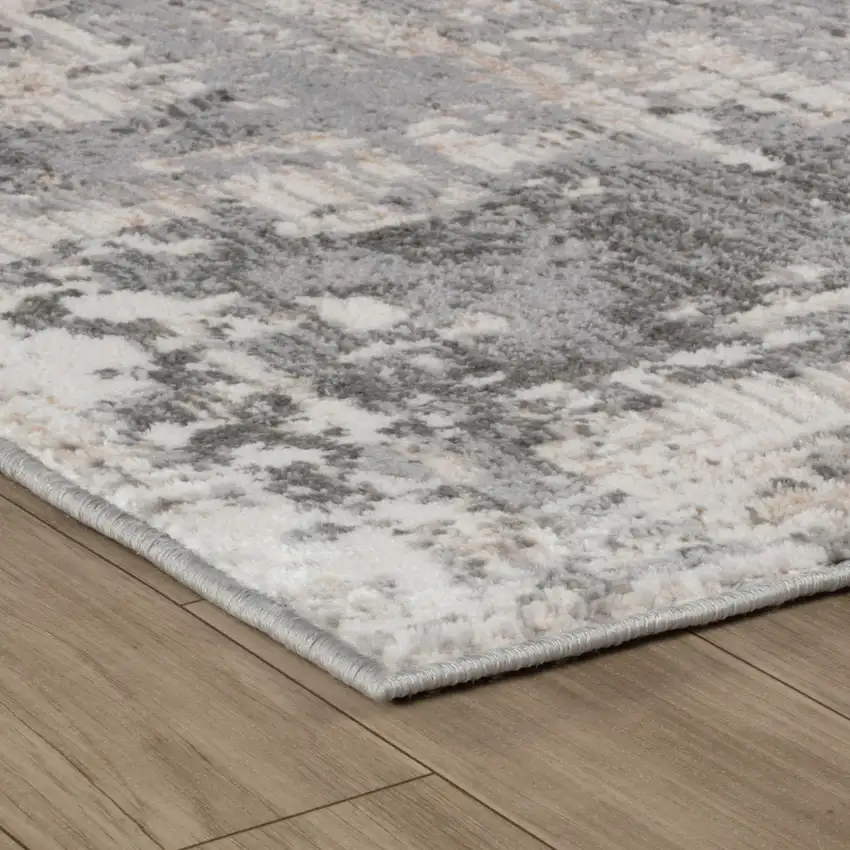 Beige and Gray Abstract Worn Faded Area Rug Photo 8