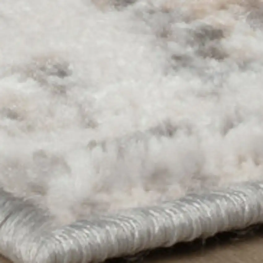 Beige and Gray Abstract Worn Faded Area Rug Photo 9