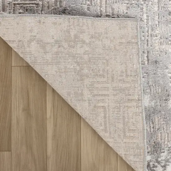 Beige and Gray Abstract Worn Faded Area Rug Photo 4