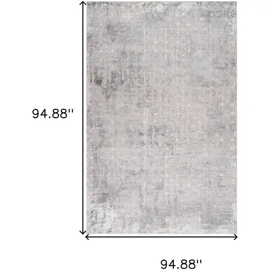 Beige and Gray Abstract Worn Faded Area Rug Photo 8