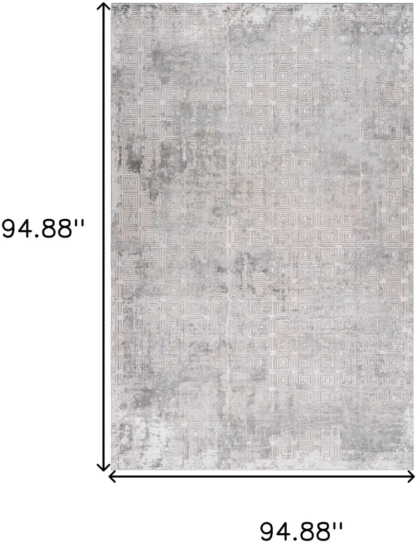 Beige and Gray Abstract Worn Faded Area Rug Photo 8