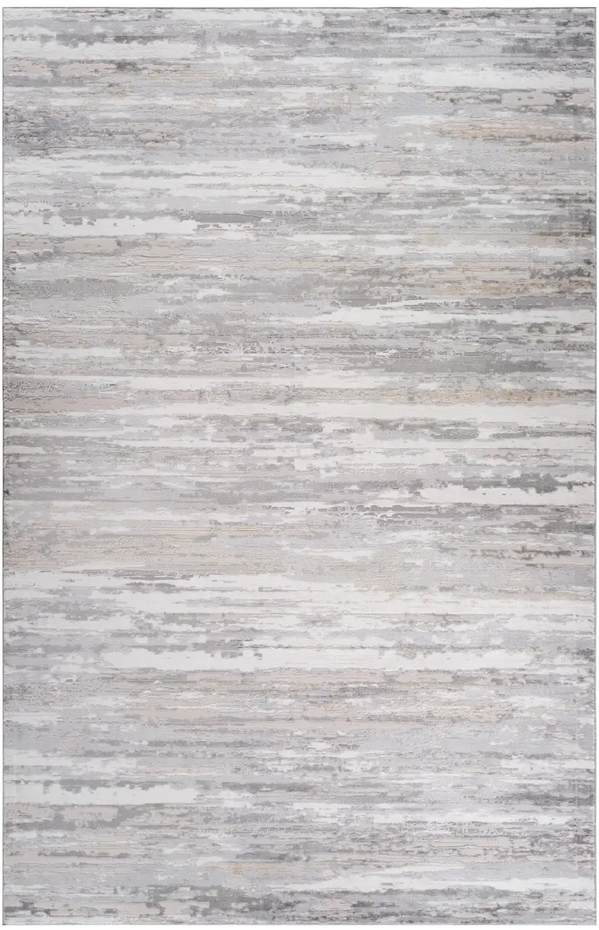 Beige and Gray Abstract Worn Faded Area Rug Photo 3