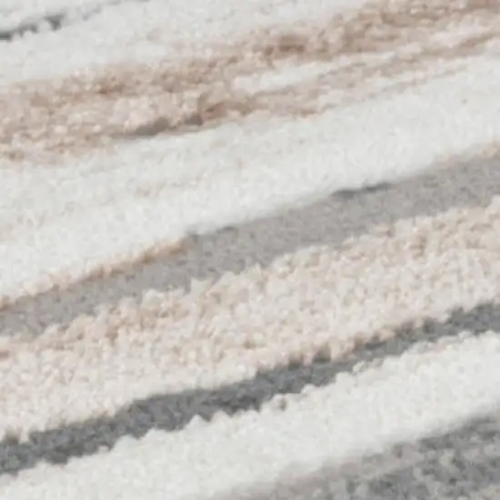 Beige and Gray Abstract Worn Faded Area Rug Photo 7