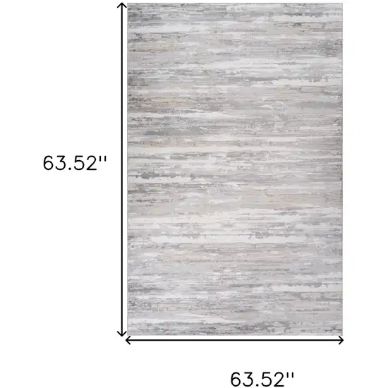 Beige and Gray Abstract Worn Faded Area Rug Photo 6