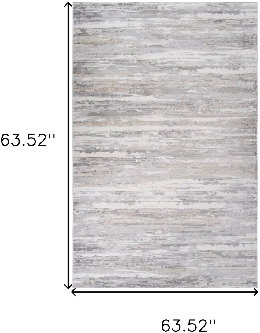 Beige and Gray Abstract Worn Faded Area Rug Photo 6