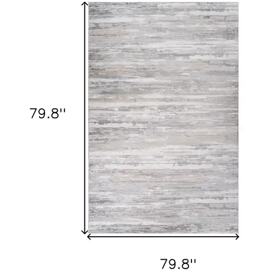 Beige and Gray Abstract Worn Faded Area Rug Photo 6
