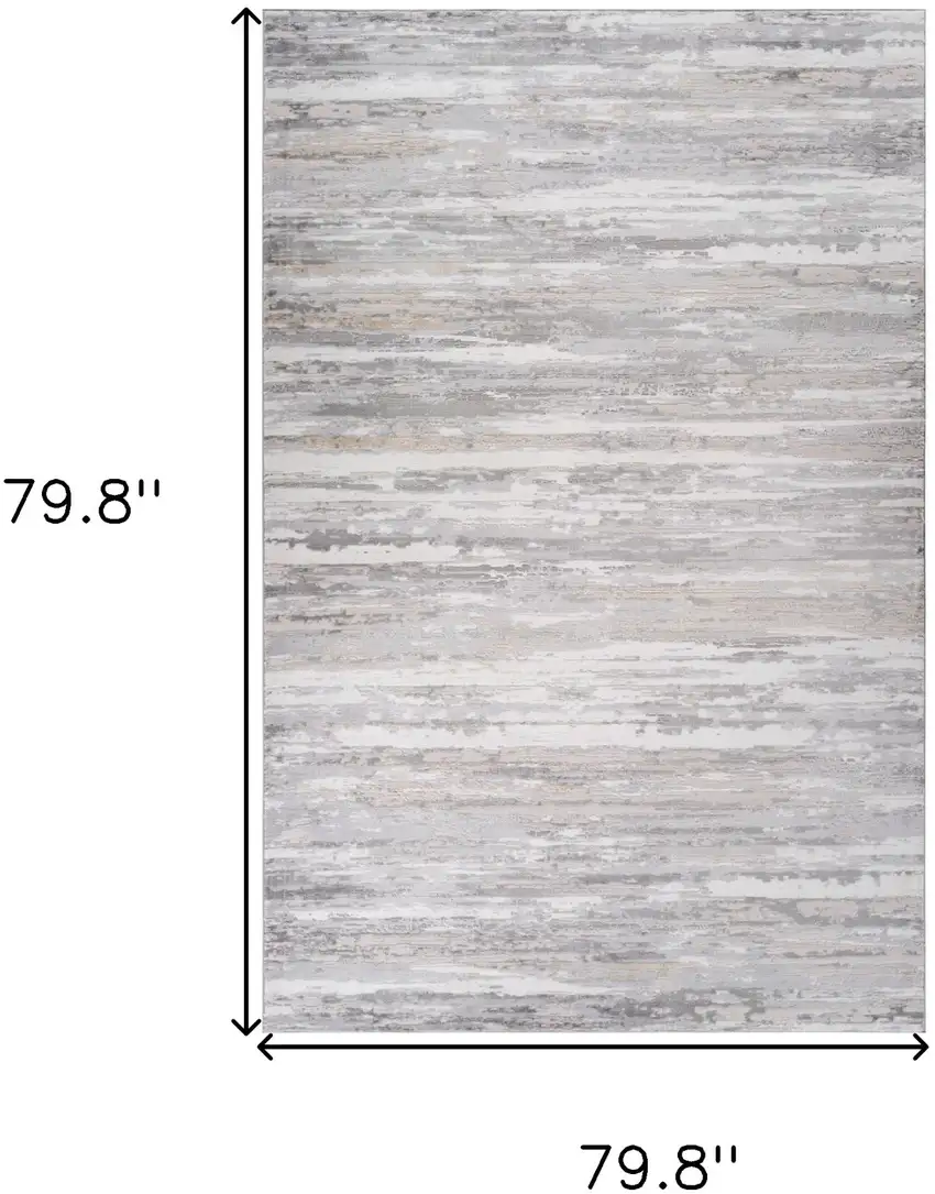 Beige and Gray Abstract Worn Faded Area Rug Photo 6
