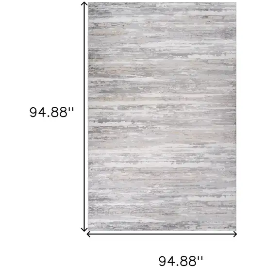 Beige and Gray Abstract Worn Faded Area Rug Photo 7