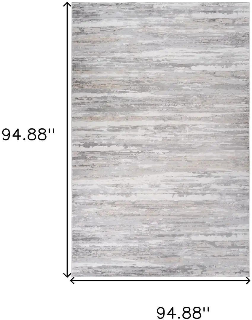 Beige and Gray Abstract Worn Faded Area Rug Photo 7