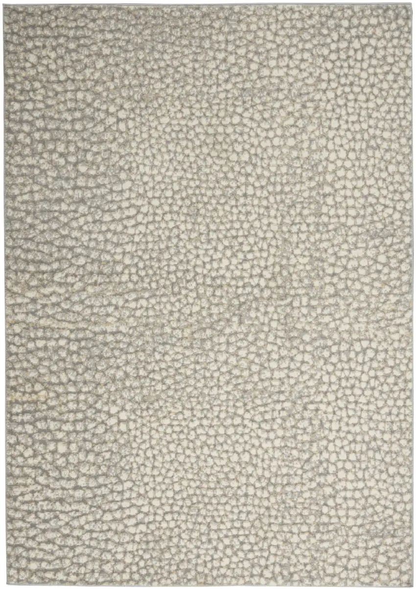 Beige and Gray Animal Print Power Loom Area Rug Photo 2