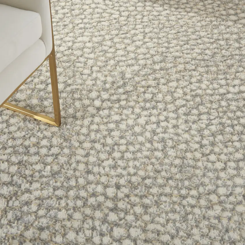 Beige and Gray Animal Print Power Loom Area Rug Photo 9