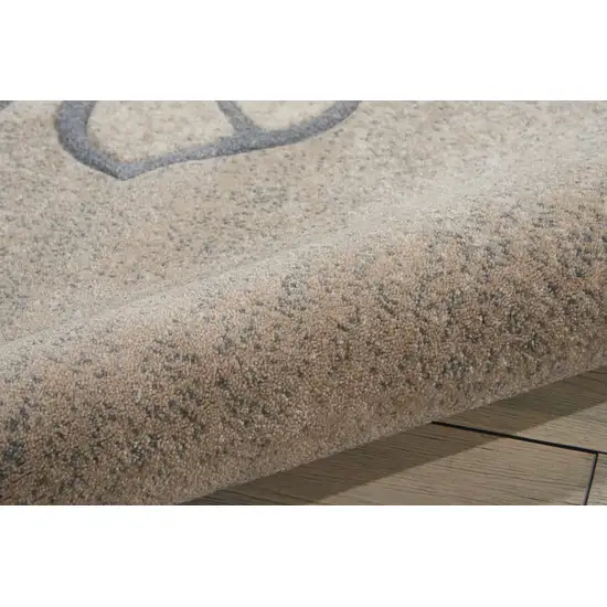 Beige and Gray Botanical Leaves Area Rug Photo 9