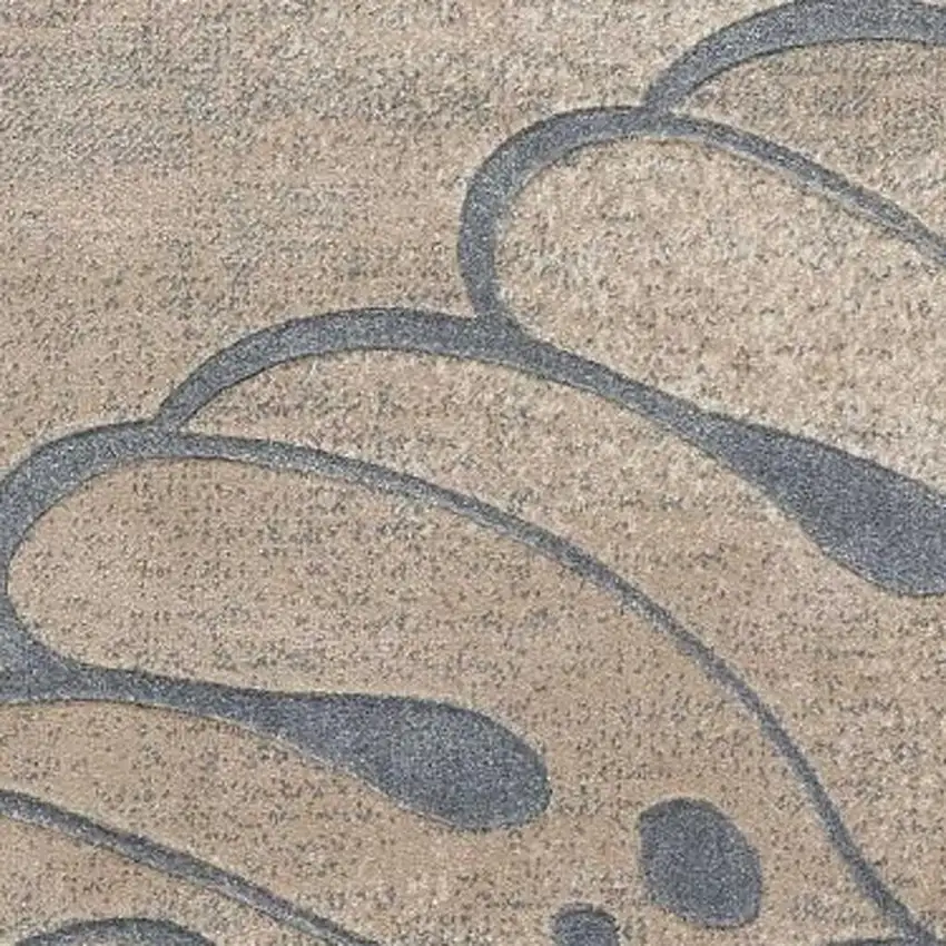 Beige and Gray Botanical Leaves Area Rug Photo 6