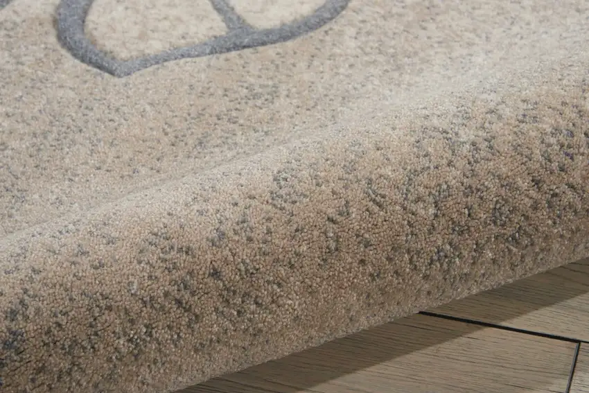 Beige and Gray Botanical Leaves Area Rug Photo 7