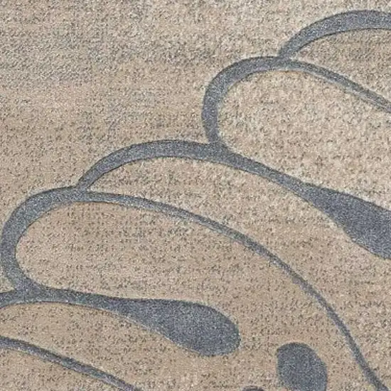 Beige and Gray Botanical Leaves Area Rug Photo 4