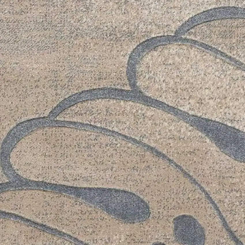 Beige and Gray Botanical Leaves Area Rug Photo 4