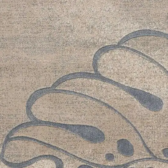 Beige and Gray Botanical Leaves Non Skid Area Rug Photo 5