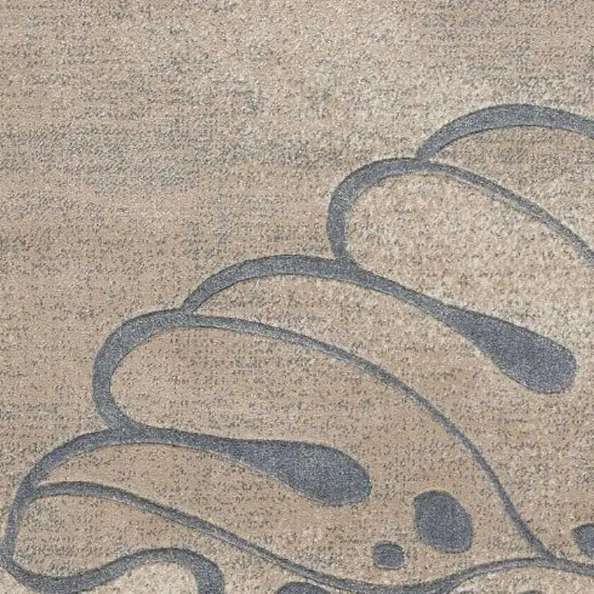 Beige and Gray Botanical Leaves Non Skid Area Rug Photo 5