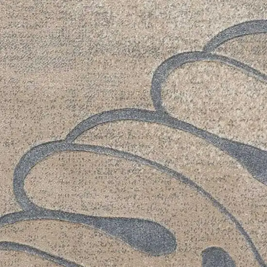 Beige and Gray Botanical Leaves Non Skid Area Rug Photo 3