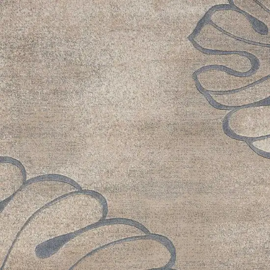 Beige and Gray Botanical Leaves Non Skid Area Rug Photo 3