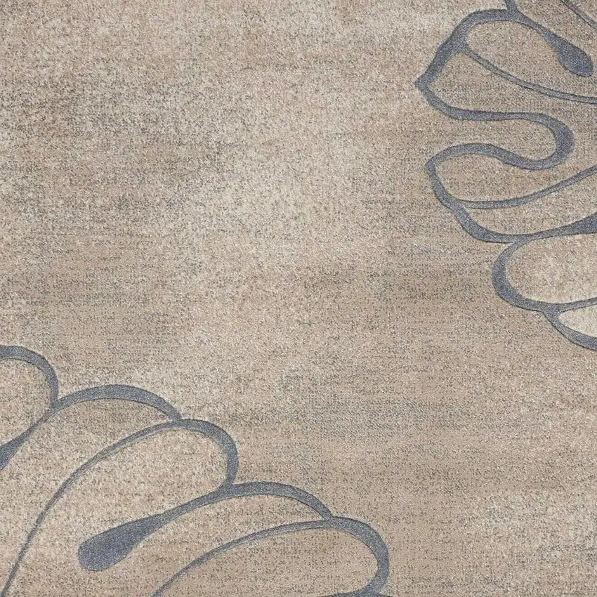 Beige and Gray Botanical Leaves Non Skid Area Rug Photo 3