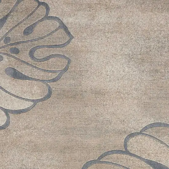 Beige and Gray Botanical Leaves Non Skid Area Rug Photo 5