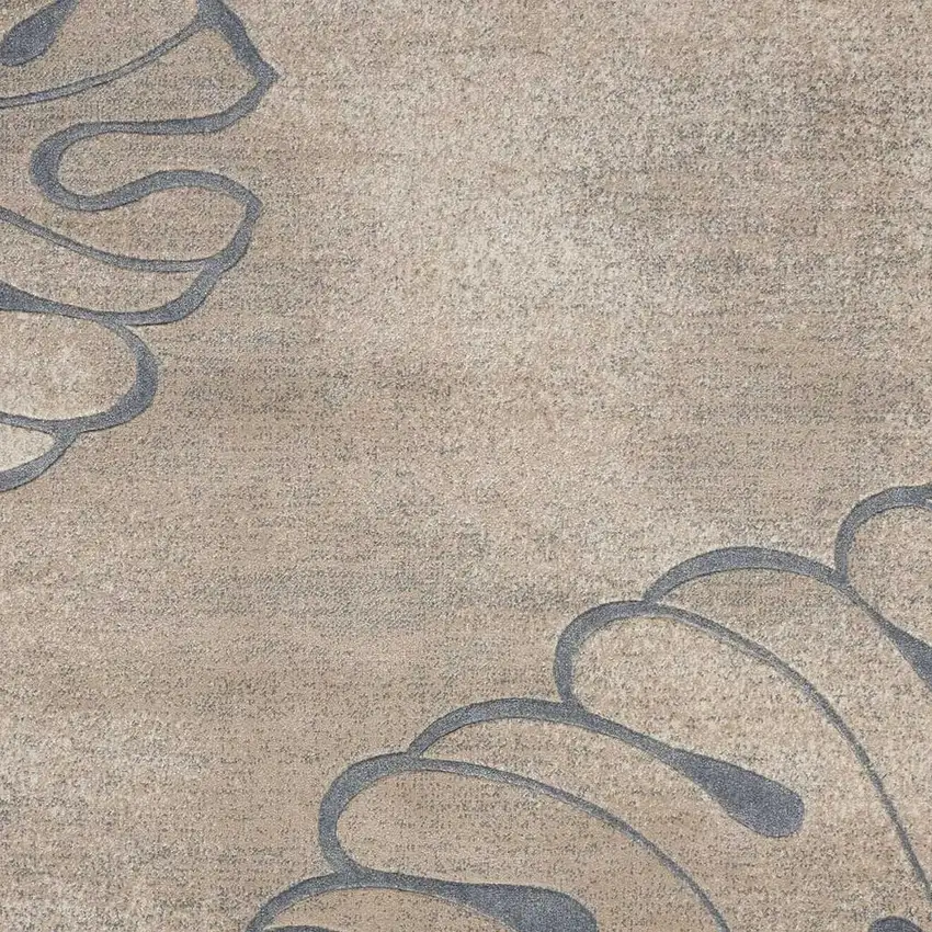 Beige and Gray Botanical Leaves Non Skid Area Rug Photo 5