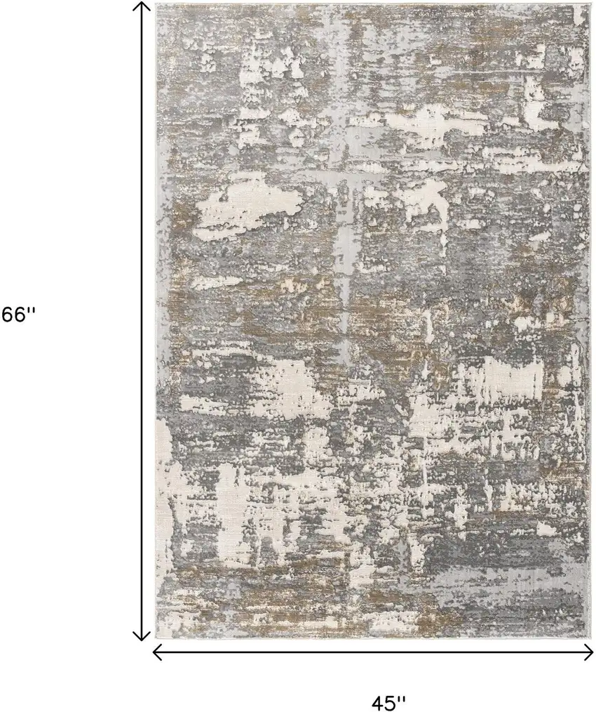 Beige And Gray Distressed Area Rug Photo 3