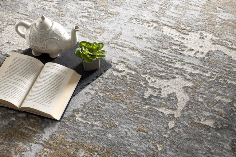 Beige and Gray Distressed Area Rug Photo 5