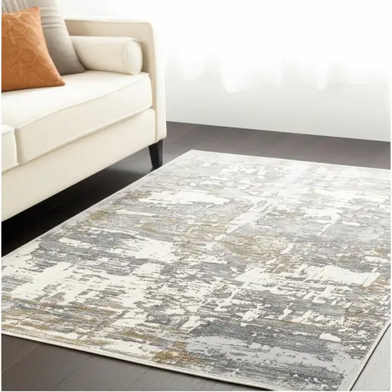 Beige And Gray Distressed Area Rug Photo 2