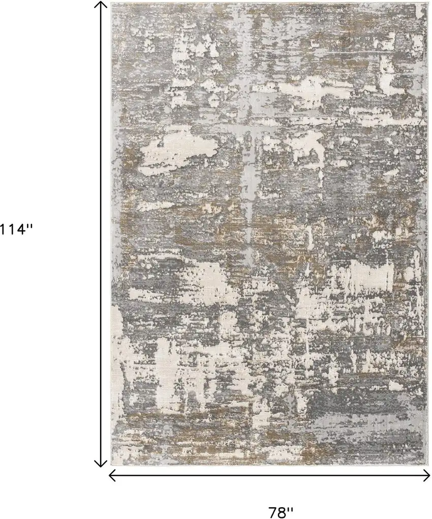 Beige And Gray Distressed Area Rug Photo 3