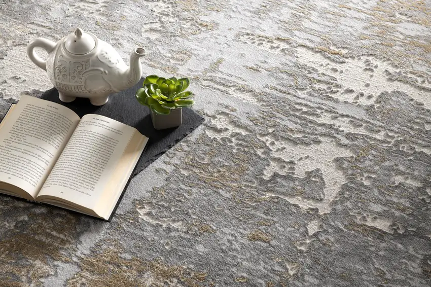 Beige and Gray Distressed Area Rug Photo 8