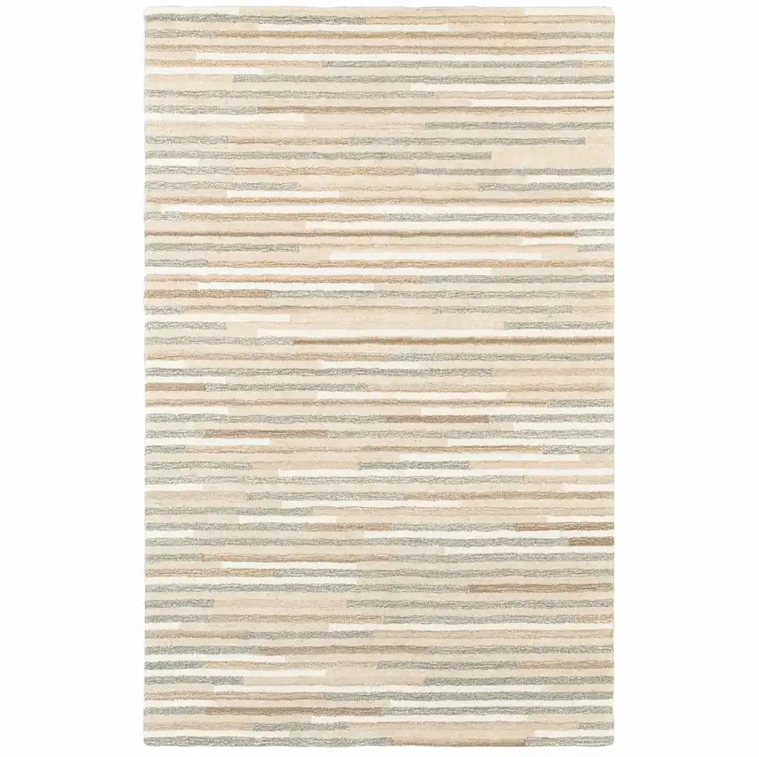 Beige and Gray Eclectic Lines Area Rug Photo 4