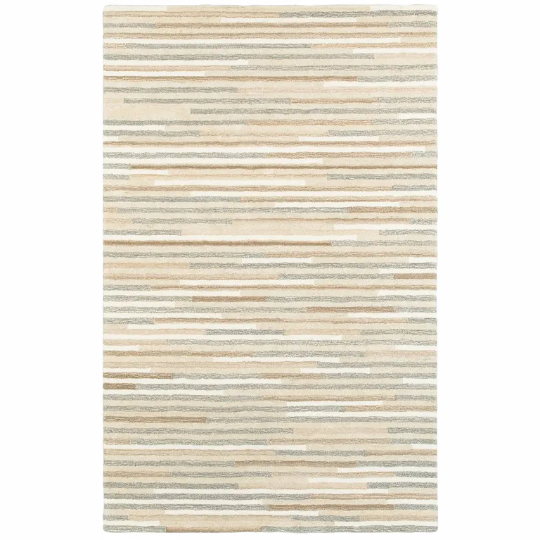 Beige and Gray Eclectic Lines Area Rug Photo 1