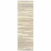 Photo of Beige and Gray Eclectic LinesRunner Rug
