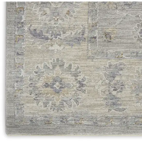 Beige and Gray Floral Medallion Power Loom Area Rug Photo 6