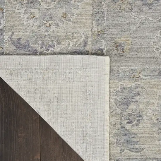 Beige and Gray Floral Medallion Power Loom Area Rug Photo 8