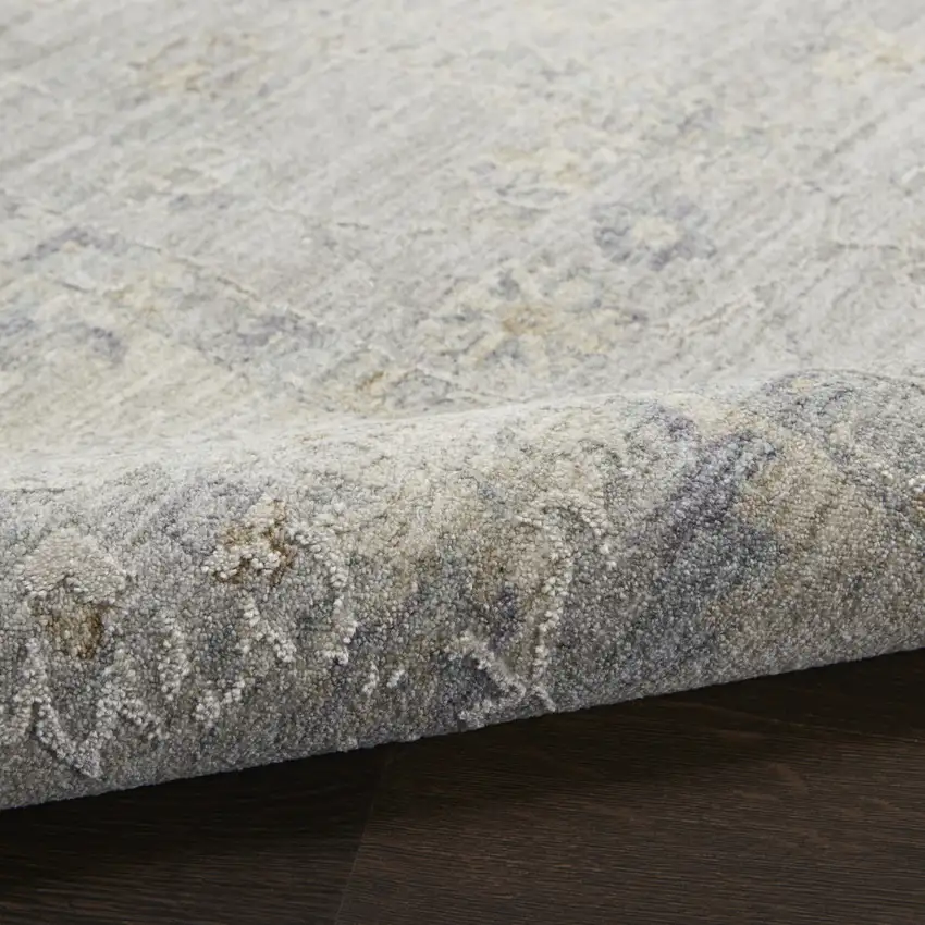 Beige and Gray Floral Medallion Power Loom Area Rug Photo 5