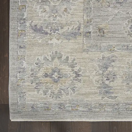 Beige and Gray Floral Medallion Power Loom Area Rug Photo 9