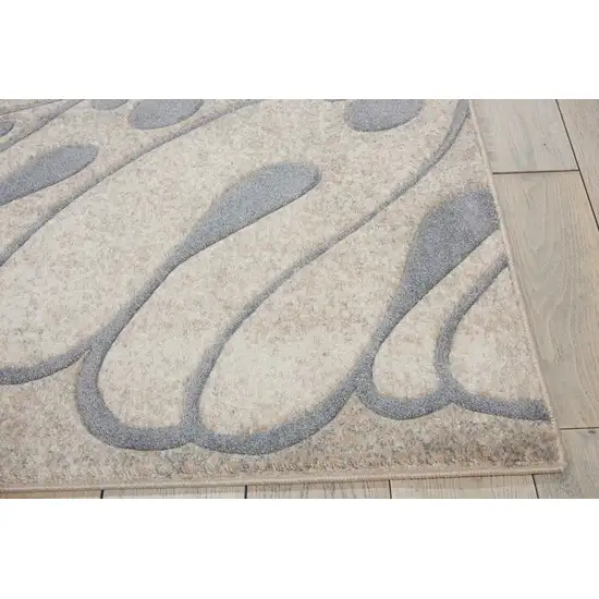 Beige and Gray Floral Non Skid Area Rug Photo 6