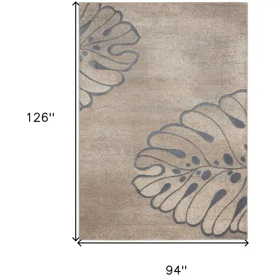 Beige and Gray Floral Non Skid Area Rug Photo 3