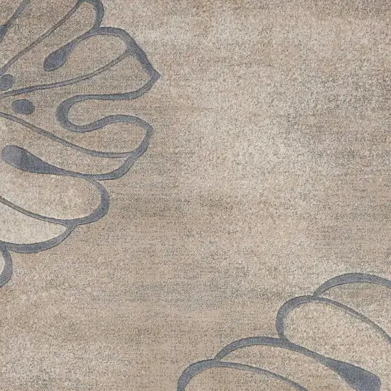 Beige and Gray Floral Non Skid Area Rug Photo 5