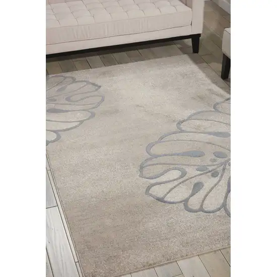 Beige and Gray Floral Non Skid Area Rug Photo 4