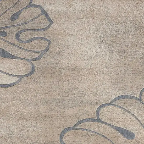Beige and Gray Floral Non Skid Area Rug Photo 5