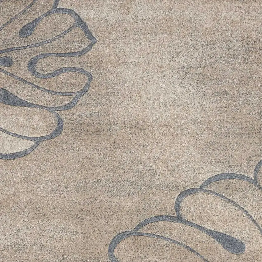 Beige and Gray Floral Non Skid Area Rug Photo 5