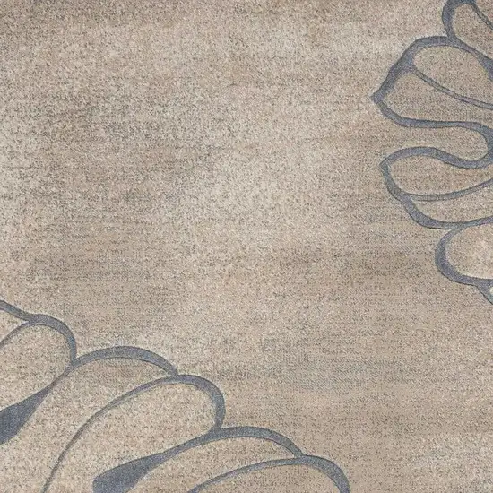 Beige and Gray Floral Non Skid Area Rug Photo 3