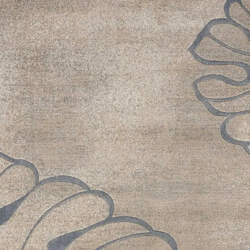 Beige and Gray Floral Non Skid Area Rug Photo 3