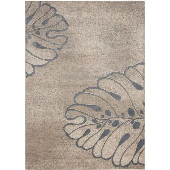 Beige and Gray Floral Non Skid Area Rug Photo 7