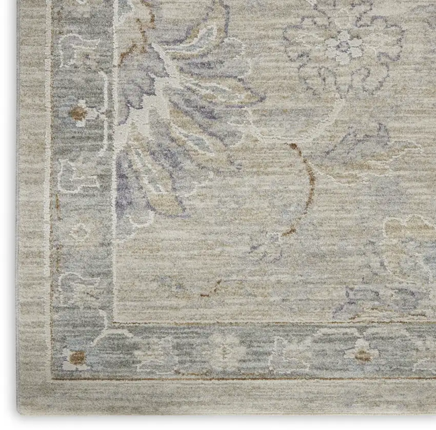 Beige And Gray Floral Medallion Area Rug Photo 7
